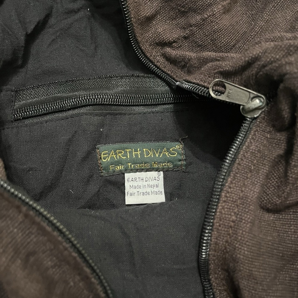 Earth Divas Cotton Brown Bag Boho Pockets - Picture 2 of 5
